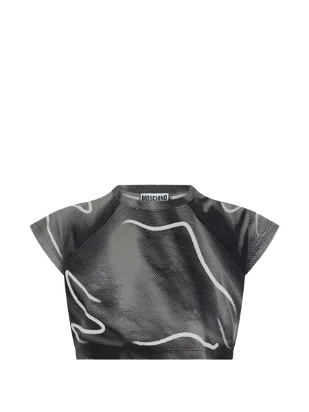 Decupat tricou Moschino cu imagine negru