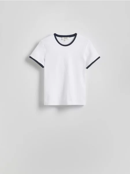 Reserved Tricou cu margine contrast alb