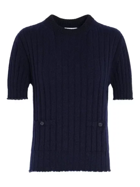 Dzianinowa koszulka Barrie prążkowana niebieska