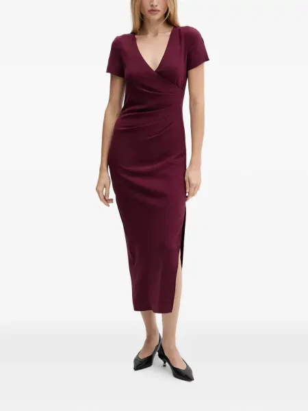 Rochie midi Armani Exchange cu decolteu în V roșu