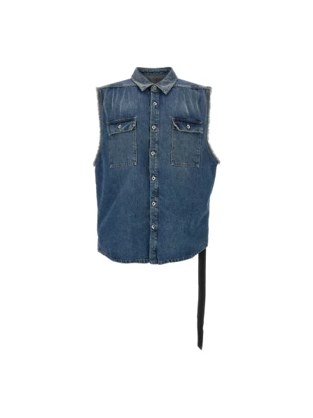 Rick Owens DRKSHDW bezrękawnik jeansowy Tommy Jumbo Outershirt przejściowy niebieski