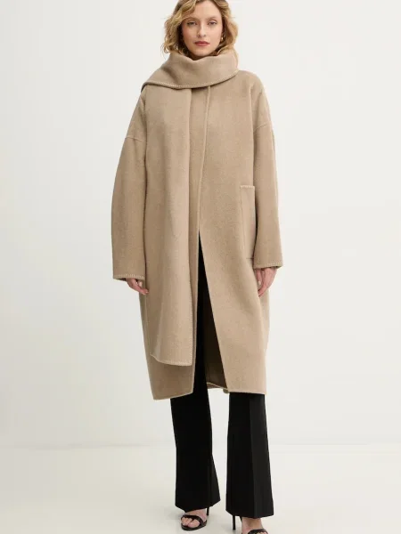 Palton Boss de lână bej