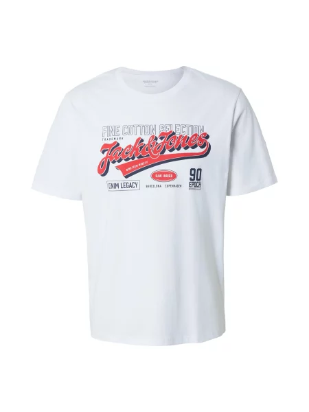 JACK & JONES Tričko tmavomodrá / brusnicová biela