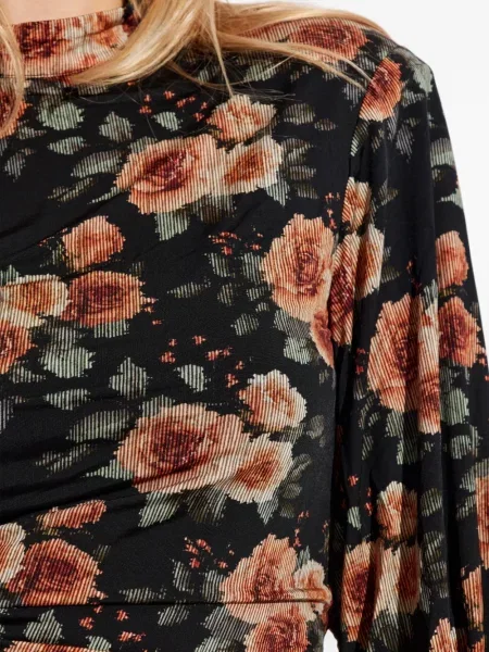 Top Iro cu model floral cu imagine negru