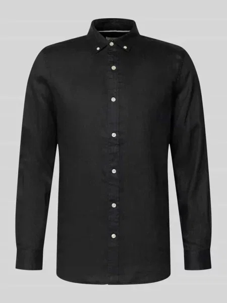 Koszula z lnu o kroju regular fit z kołnierzykiem typu button down Scotch & Soda czarna