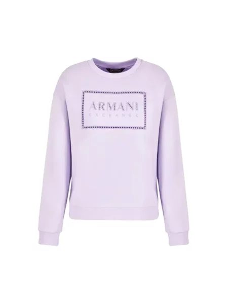 Bluza Armani Exchange z okrągłym dekoltem fioletowa