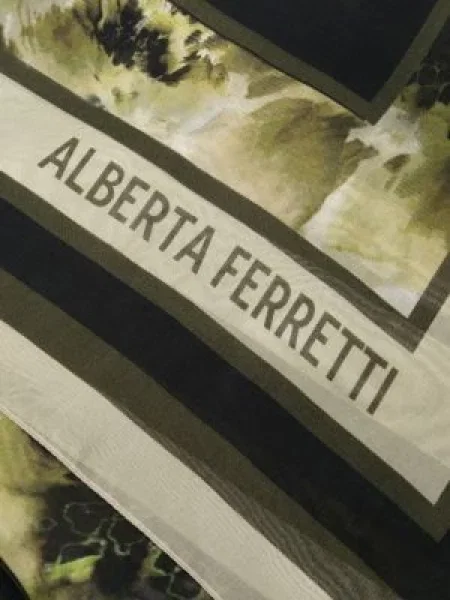 Μεταξωτός φλοράλ κασκόλ Alberta Ferretti με σχέδιο πράσινο