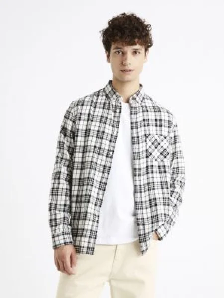 Flanel karirasta srajca Celio s karirastim vzorcem siva