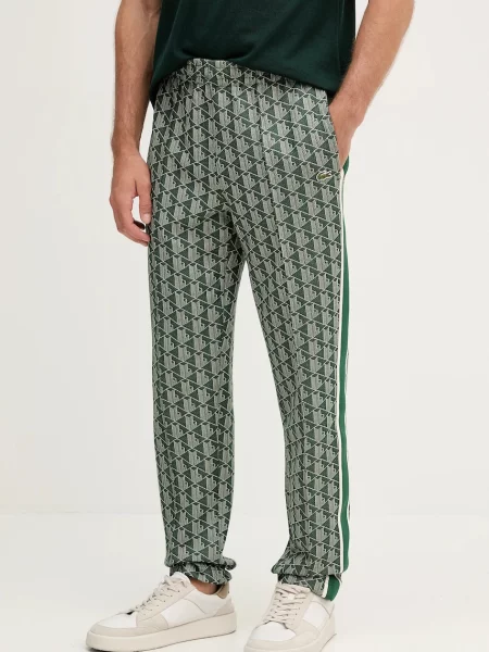 Lacoste spodnie dresowe wzorzyste zielony