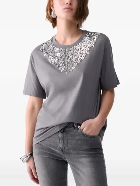 Tricou Liu Jo cu broderie gri