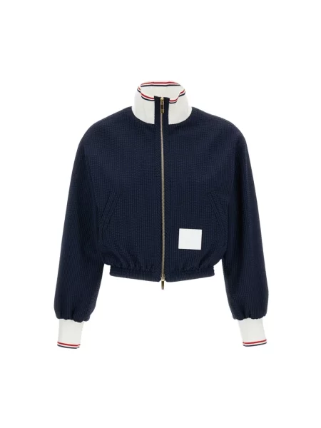 Kurtka Thom Browne wełniana w paski niebieska