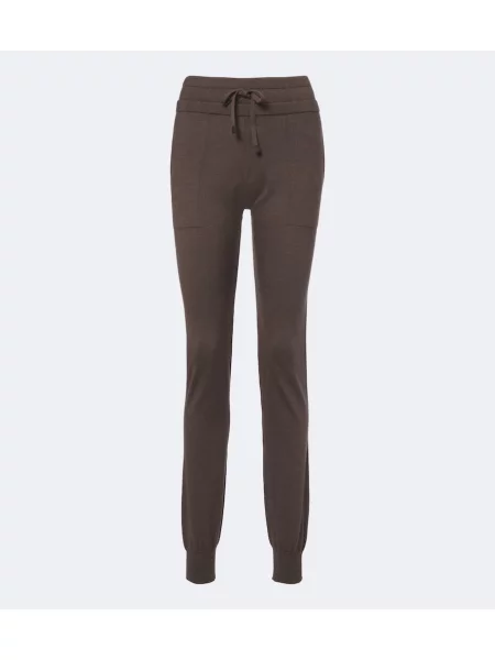 Pantaloni sport Tod's de mătase maro