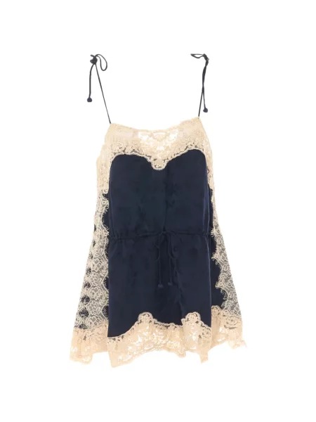 Top Sea din jacard albastru