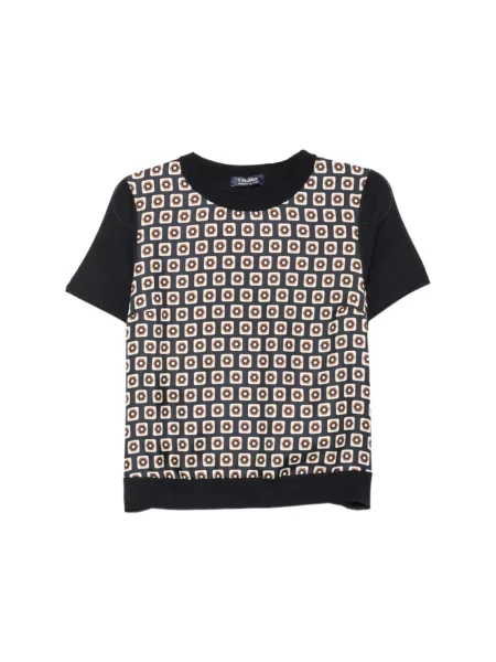 Sweter Max Mara wełniany z nadrukiem niebieski