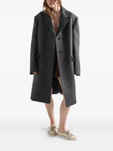 Palton Prada cu model herringbone gri