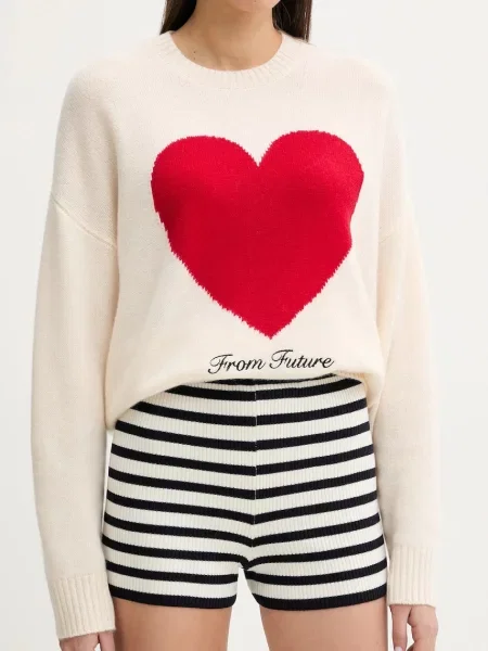 FROM FUTURE pantaloni scurți din lână femei marin modelator high waist albastru