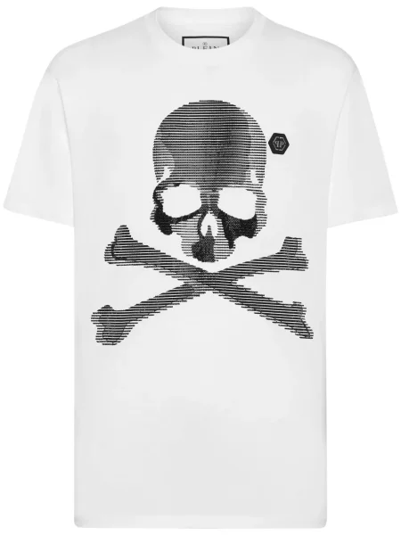 Tricou Philipp Plein cu decolteu rotund alb