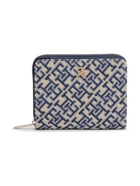 Portofel Tommy Hilfiger Th Icon Med Za W/ Flap Jacquard Albastru bej