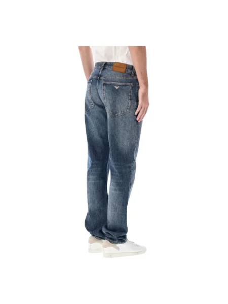 Jeansy straight leg Emporio Armani niebieskie