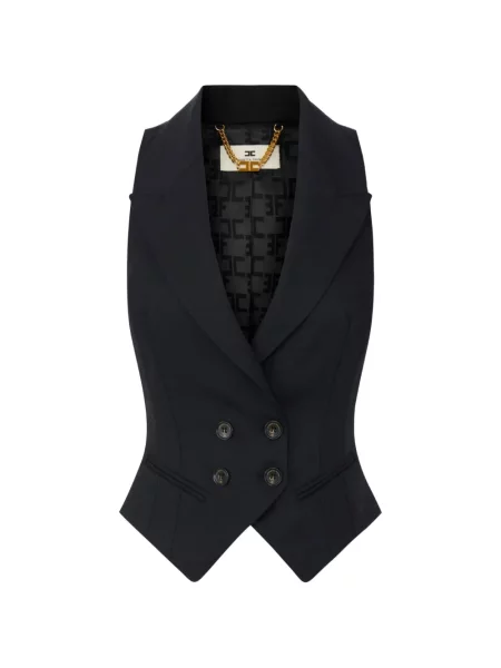 Vestă Elisabetta Franchi cu imagine cu două rânduri de nasturi negru