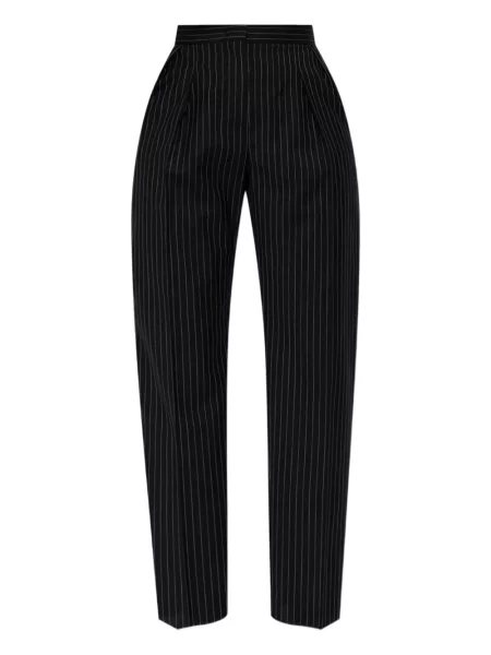 Pantaloni Max Mara de lână cu dungi negru