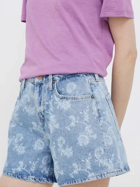 Къс панталон Pepe Jeans с десен с висока талия синьо