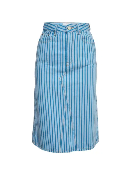 Fustă din denim Ganni cu dungi cu imagine albastru