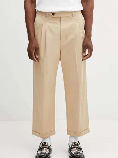 Hlače Drôle de Monsieur Pantalon Cropped a Plis bež
