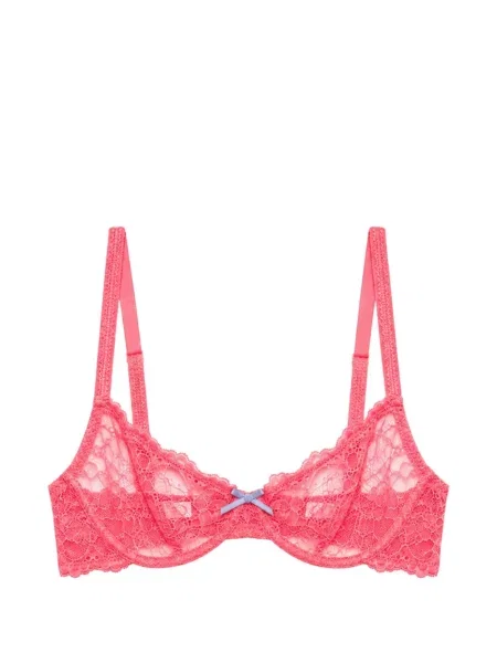 Sutien balconette Fleur Du Mal din dantelă roz