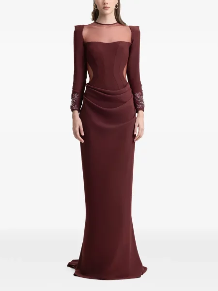 Sukienka maxi Gemy Maalouf z koralikami czerwona