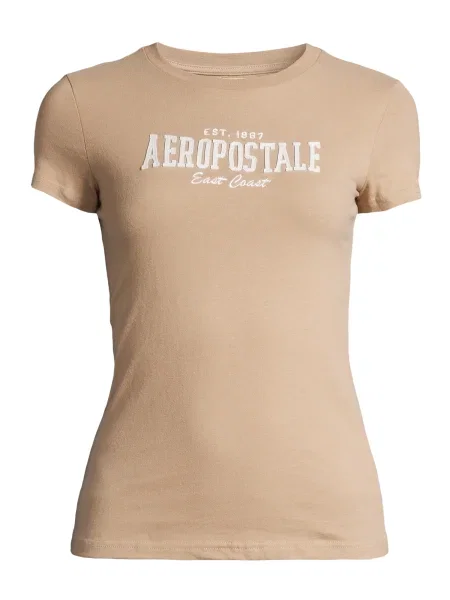 AÉROPOSTALE Tricou bej închis alb