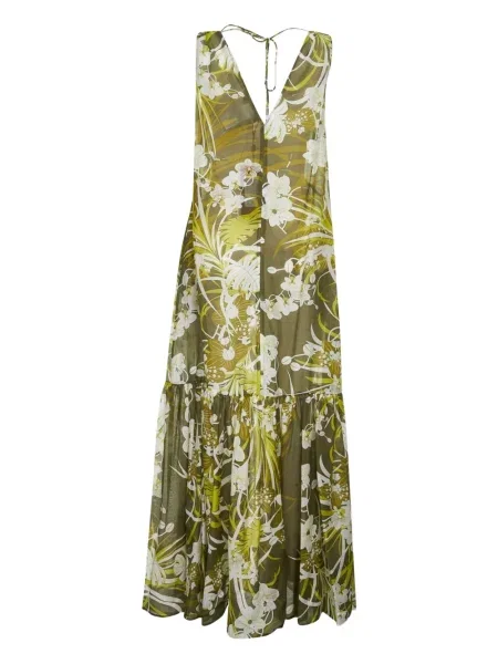 Rochie maxi Max Mara cu model floral cu imagine de costum verde