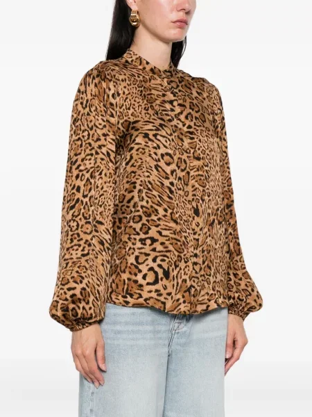 Cămașă Twinset cu imagine cu model leopard maro