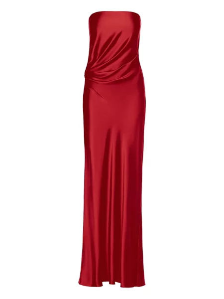 Rochie maxi The Sei de mătase fără bretele roșu