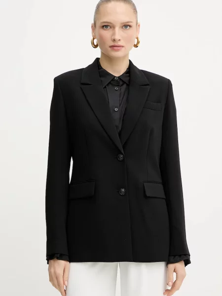 Guess marynarka THEOLINE jednorzędowa gładka czarny