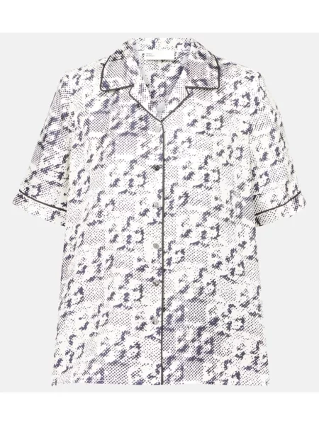 Cămașă Tory Burch de mătase cu imagine