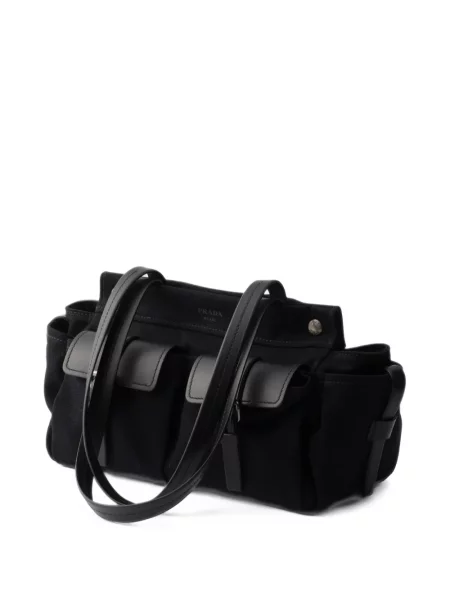 Кожена шопинг чанта Prada черно