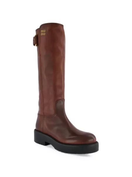 Botine Miu Miu din piele maro