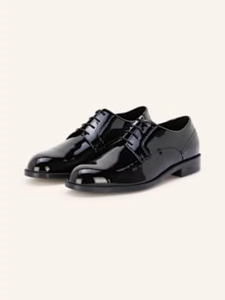 Lakované šněrovací polobotky Boss černé