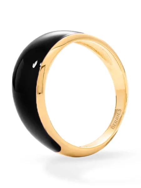 BERRIES inel pentru femei din argint placat cu aur Viva Black Mini Ring negru