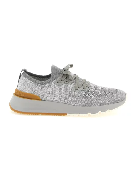 Dzianinowe sneakersy Brunello Cucinelli w kolorze melanż szare