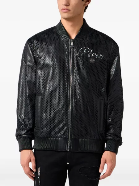 Kožená bunda Philipp Plein čierna