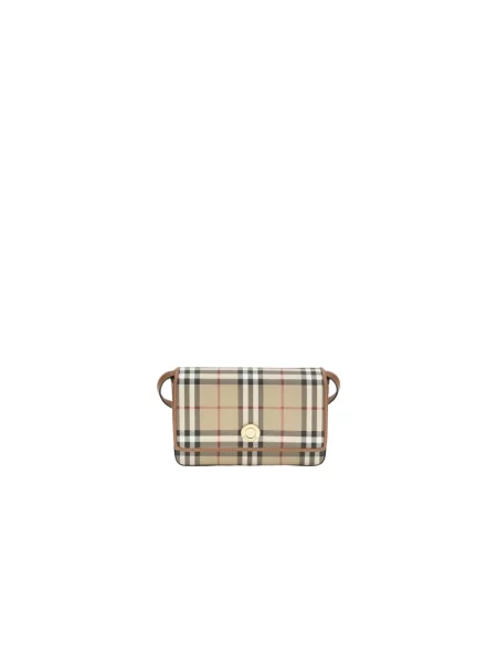 Body Burberry skórzany w kratę retro beżowy