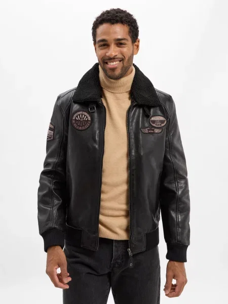 Finshley & Harding kurtka skórzana -GMChicago Mężczyźni skóra jednolity S czarny