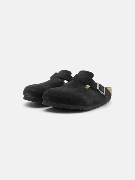 Semišové šľapky Birkenstock Boston čierna