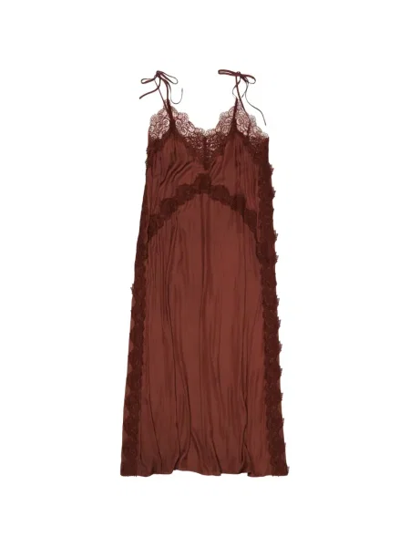 Rochie midi Bimba Y Lola din dantelă până la genunchi de costum maro