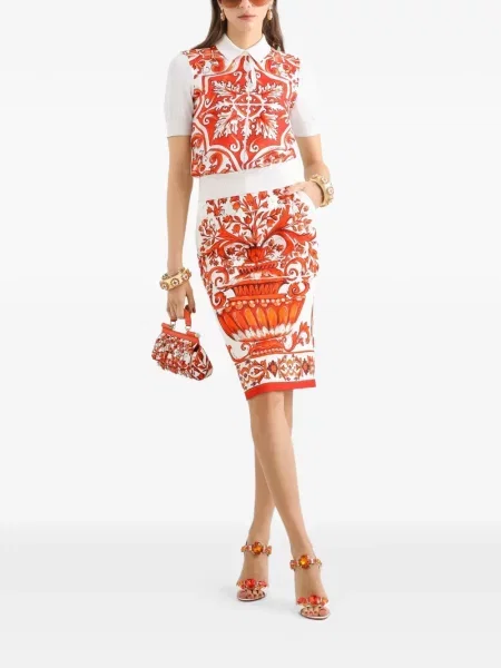 Fustă midi Dolce & Gabbana cu imagine alb