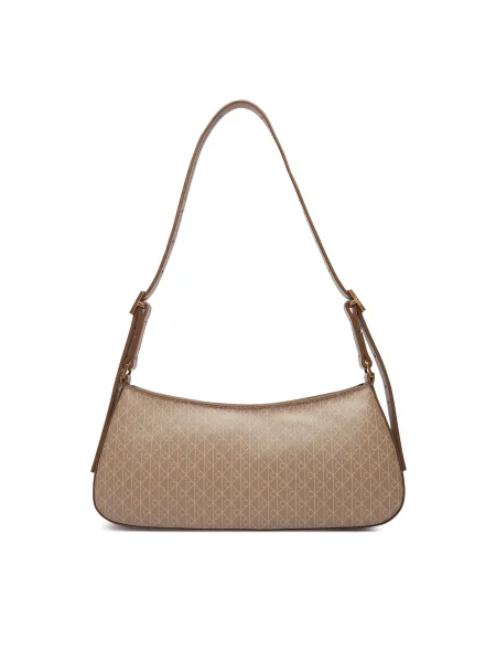 Geantă Calvin Klein Emblem Aop Small Shoulder Bag bej
