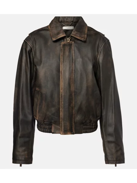 Kurtka skórzana Jacques Wei brązowa