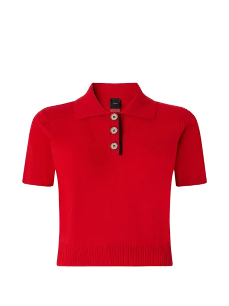 Decupat tricou polo Pinko de lână roșu